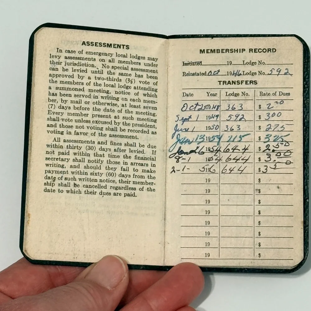 1951 Vintage International Association Of Machinists Journeyman Union Book